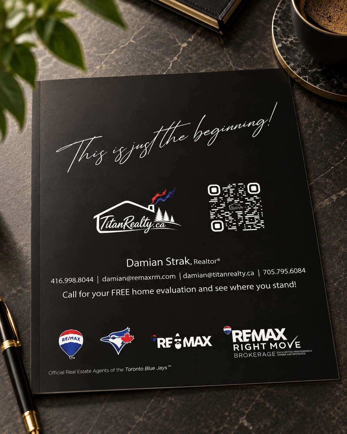 Titan Realty back cover with brokerage contact information, portrait format