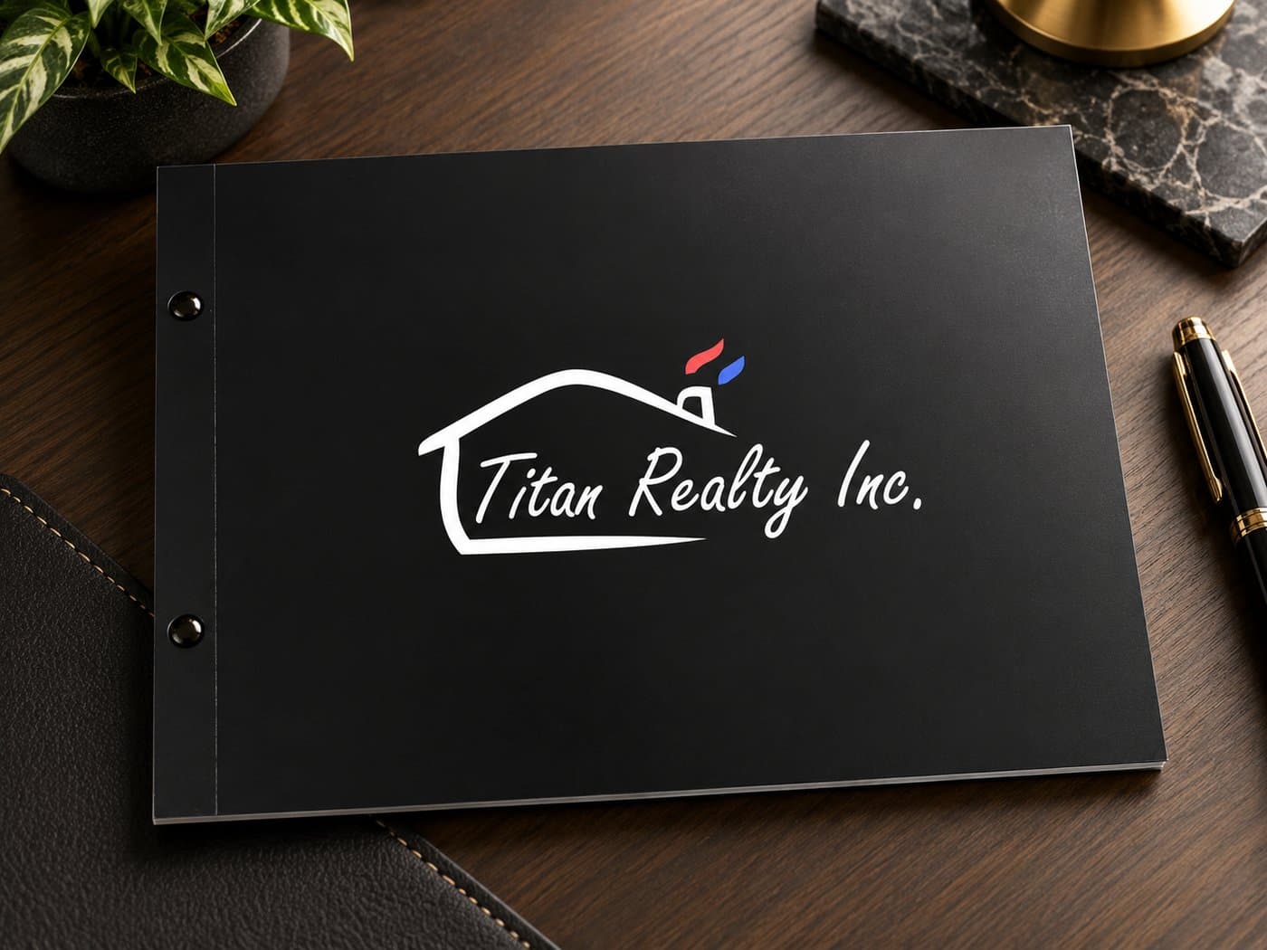 Titan Realty branded booklet cover, landscape format